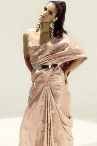 Old Rose Polka Glen Plaid Saree