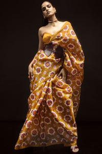 Retro Florals Ochre Saree