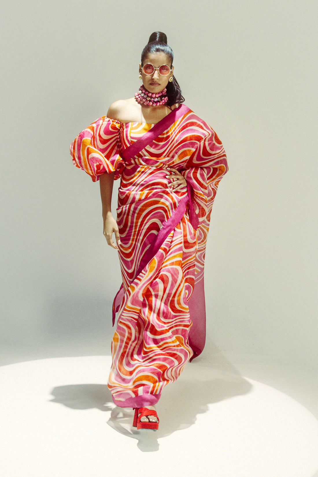 Groovy Waves Pink Saree