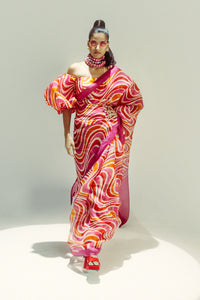 Groovy Waves Pink Saree