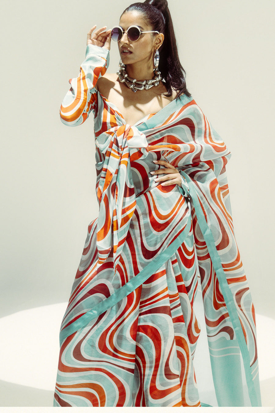 Groovy Waves Blue Saree