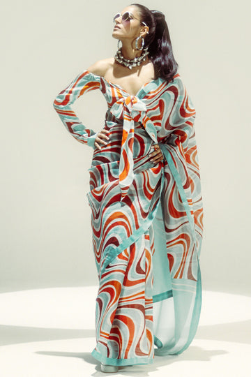 Groovy Waves Blue Saree