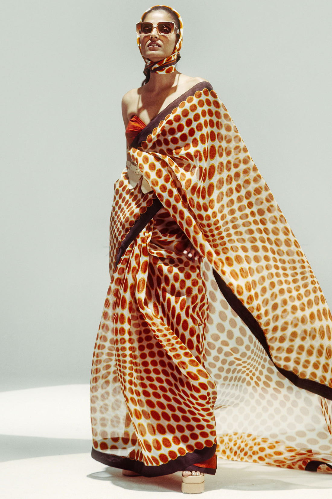 Groovy Ochre Vanilla Saree