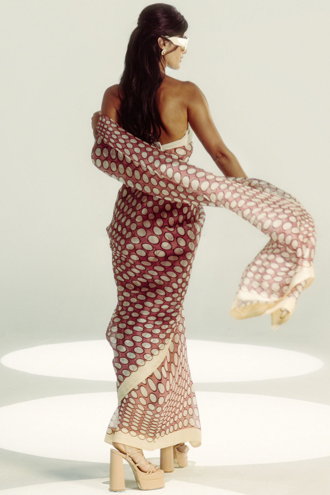 Groovy Polka Vanilla Saree