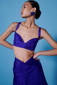 Midnight Blue Organza Saree Set