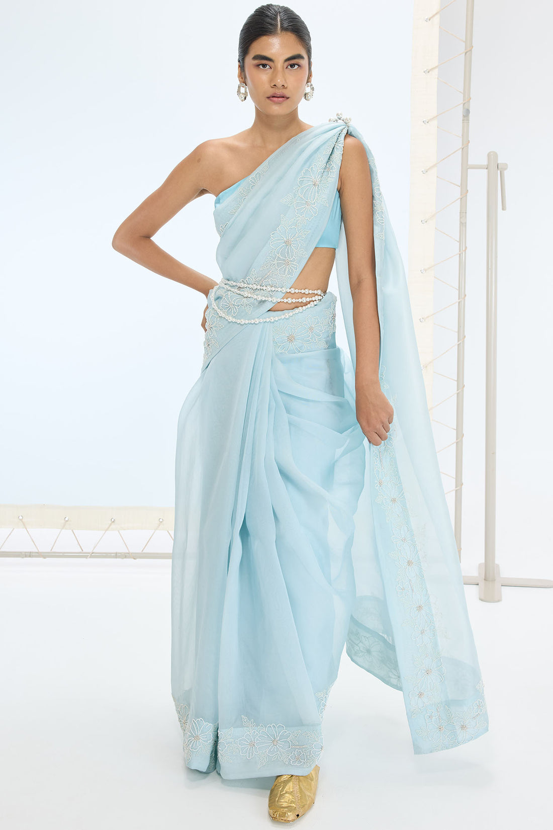 Luna Saree Aqua Green
