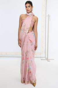 Handwoven Cotton Candy Printed Saree