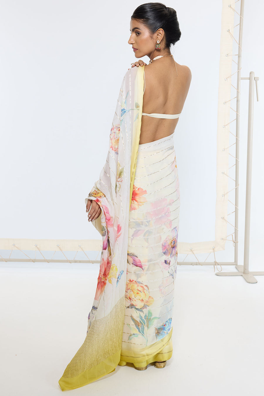 Handwoven Vanilla Cream Printed Saree