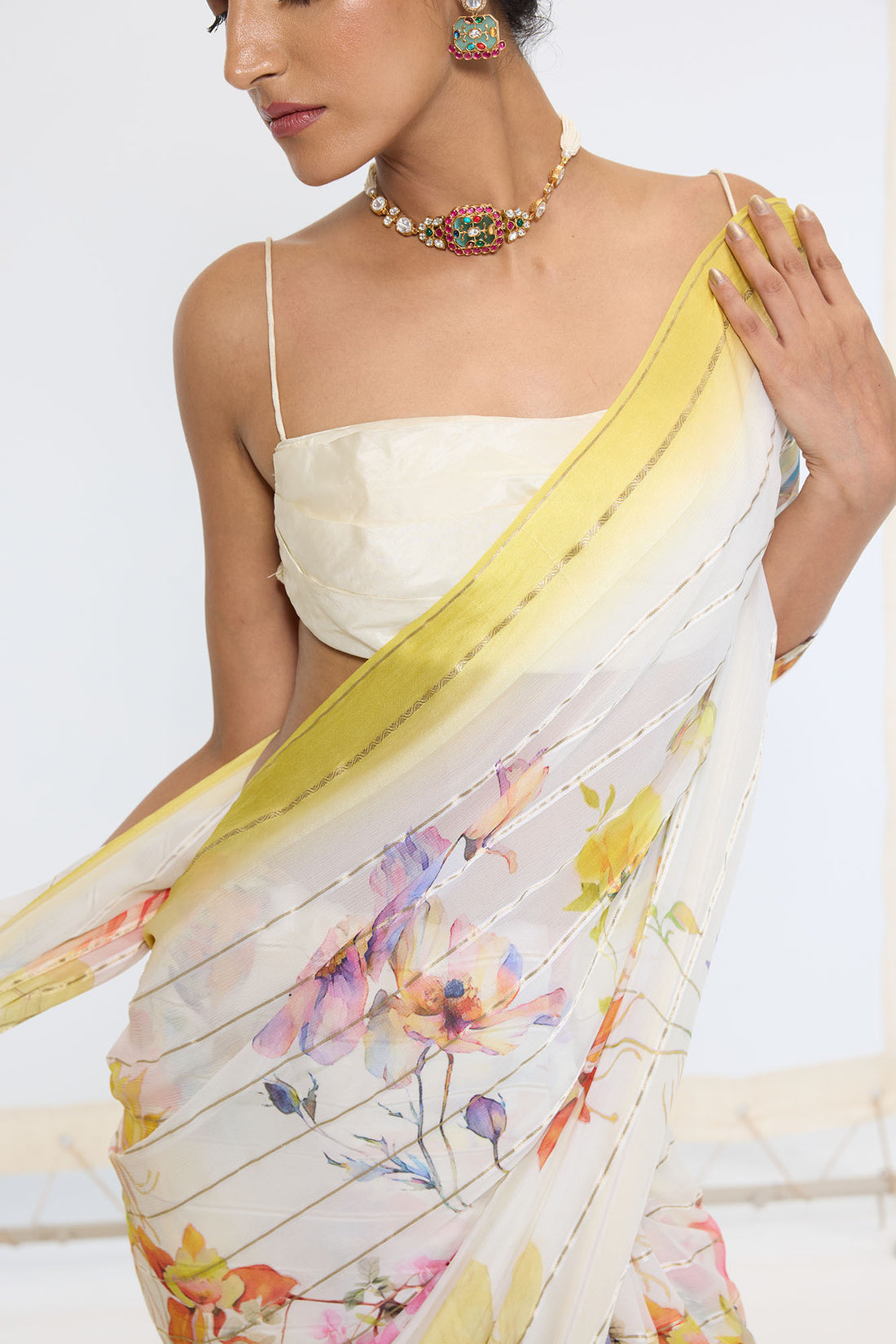 Handwoven Vanilla Cream Printed Saree