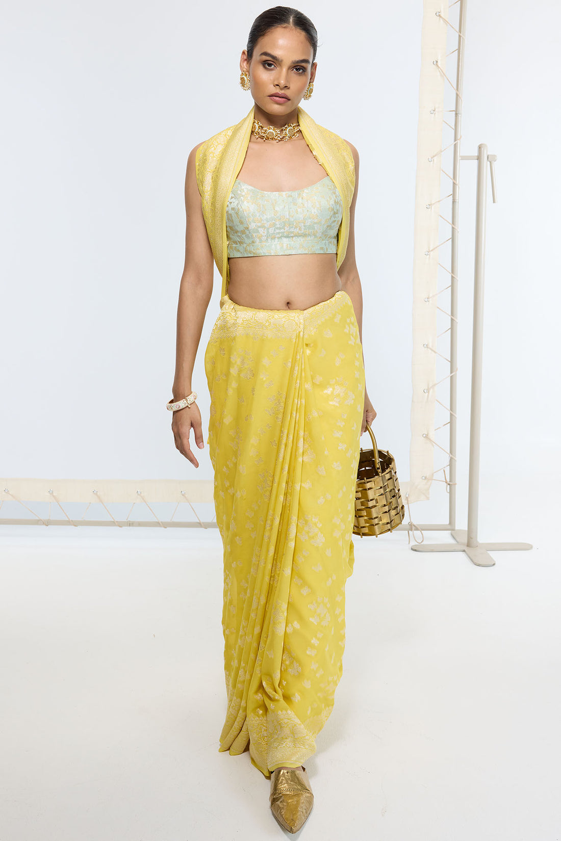 Handwoven Mustard Yellow Saree