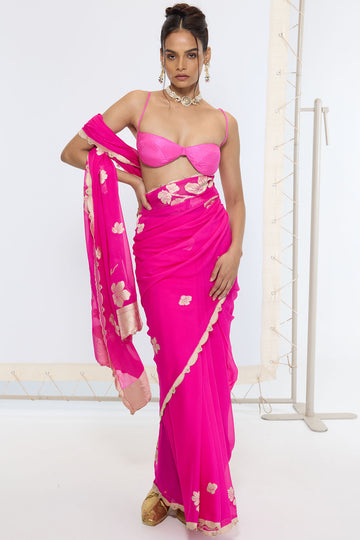 Handwoven Fuchsia Pink Saree