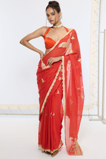 Handwoven Ruby Red Saree