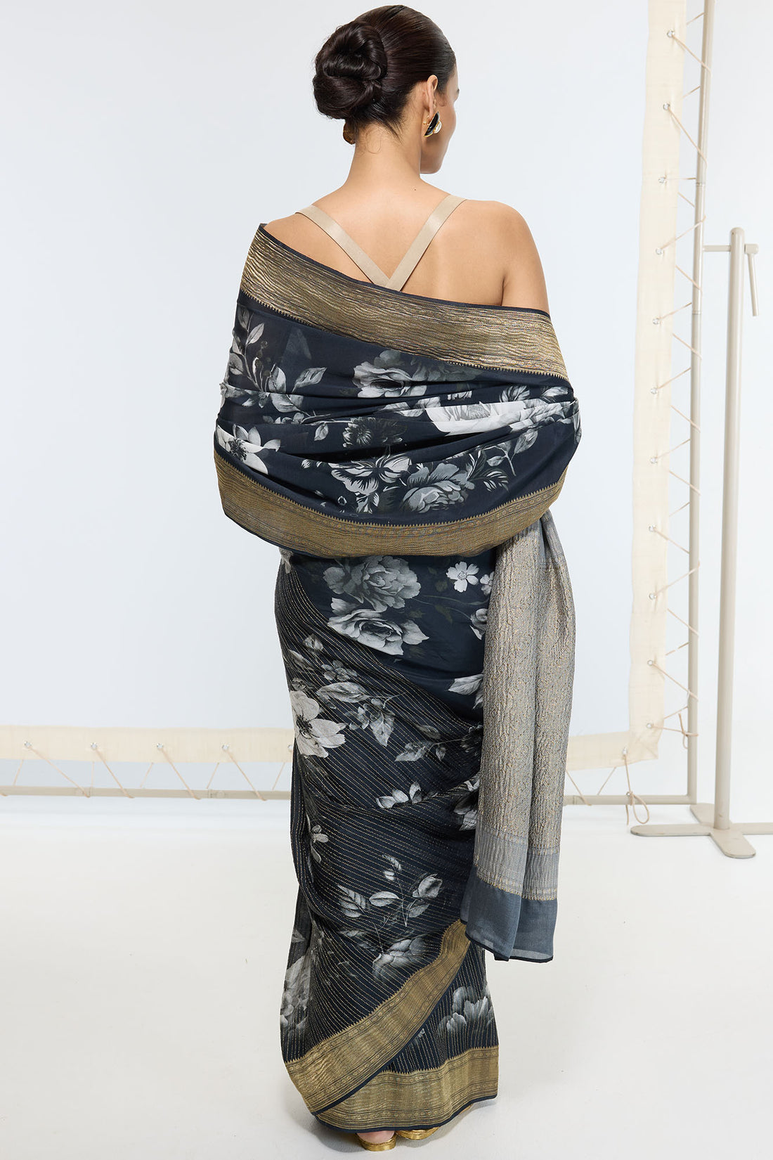 Handwoven Midnight Black Printed Saree