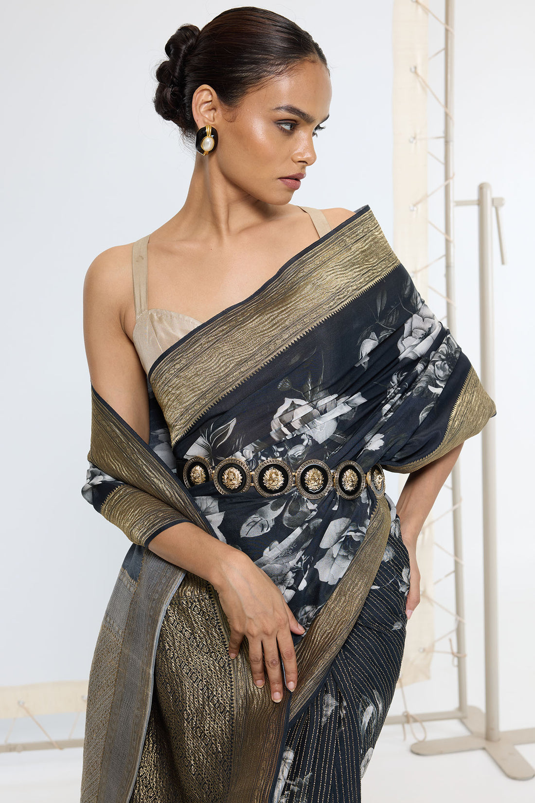 Handwoven Midnight Black Printed Saree