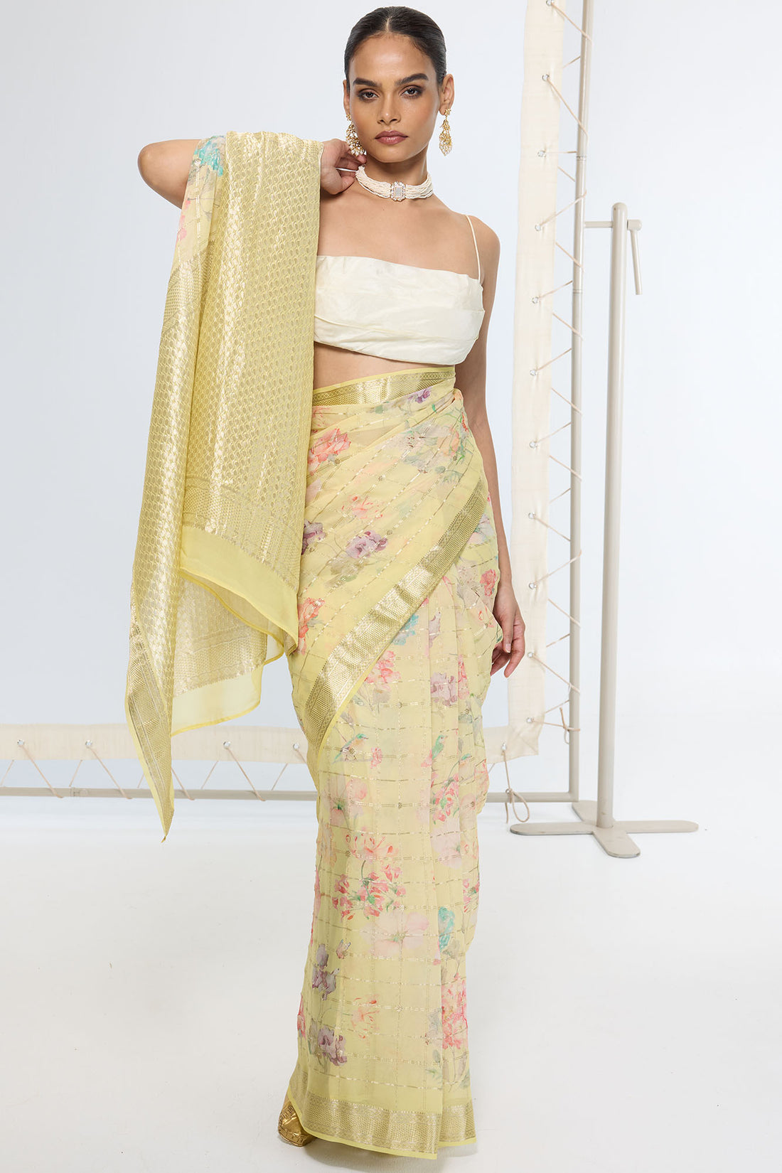 Handwoven Lime Green Saree