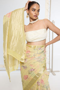 Handwoven Lime Green Saree
