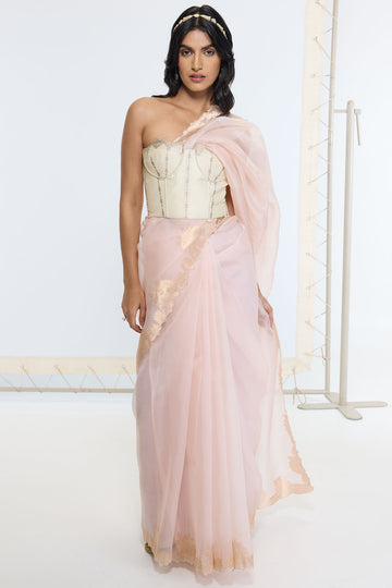 Handwoven Creamy Peach Saree