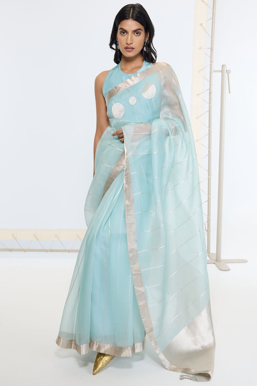 Handwoven Powder Blue Saree