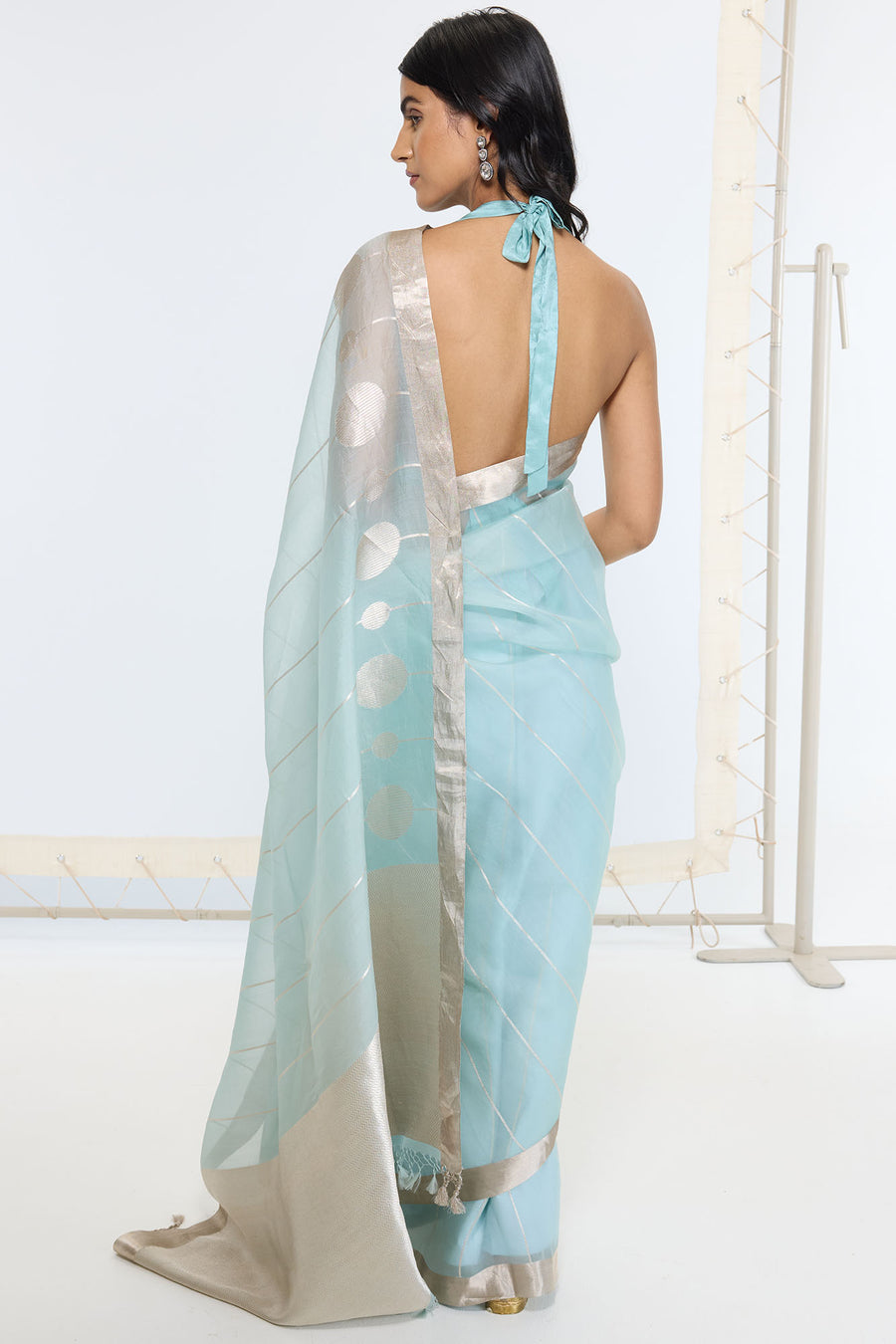 Handwoven Powder Blue Saree