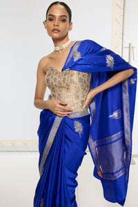 Handwoven Prussian Blue Saree