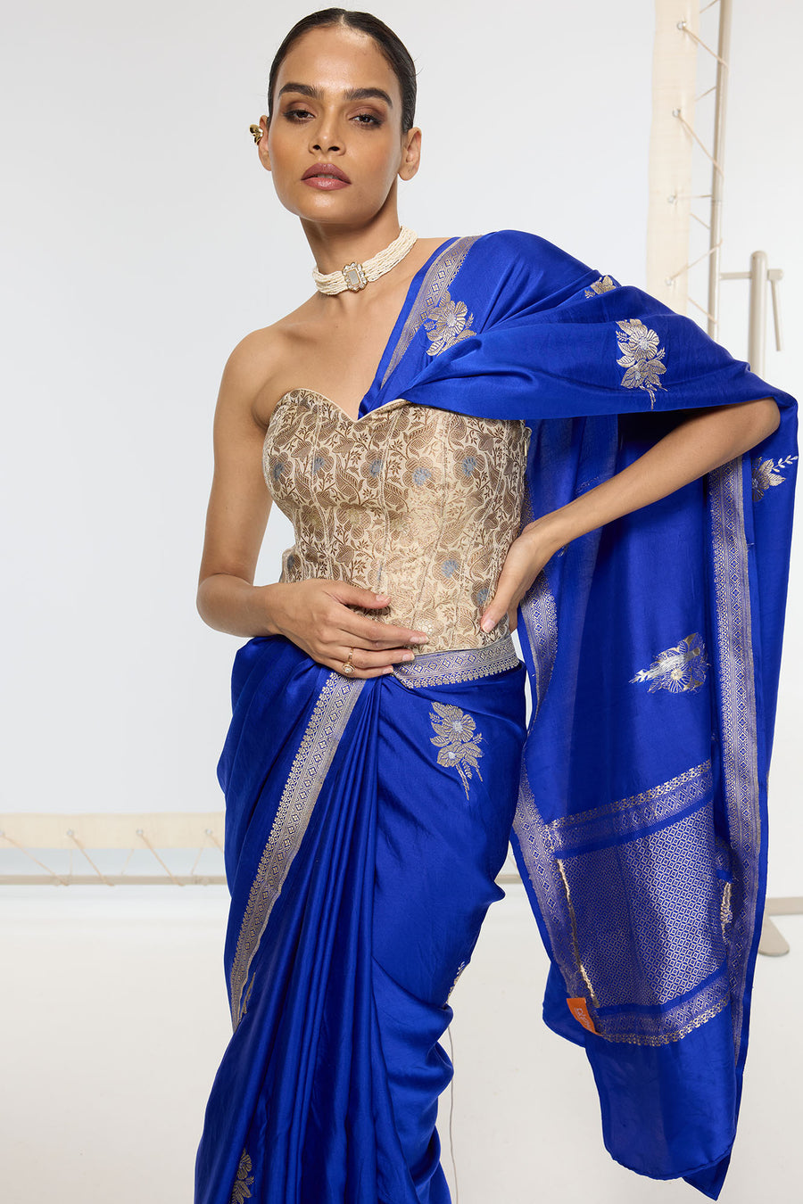 Handwoven Prussian Blue Saree