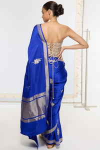 Handwoven Prussian Blue Saree