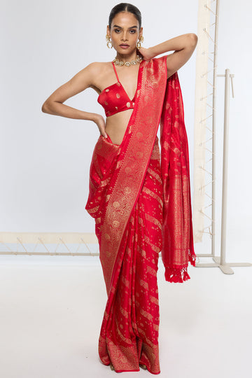 Handwoven Crimson Red Saree