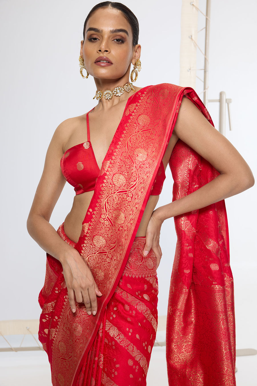 Handwoven Crimson Red Saree