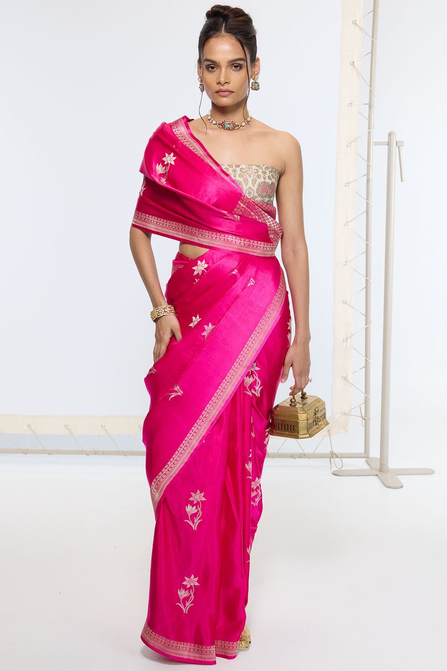 Handwoven Hot Pink Banarasi Saree