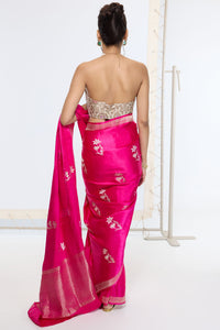 Handwoven Hot Pink Banarasi Saree