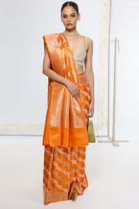 Handwoven Burnt Orange Banarasi Saree