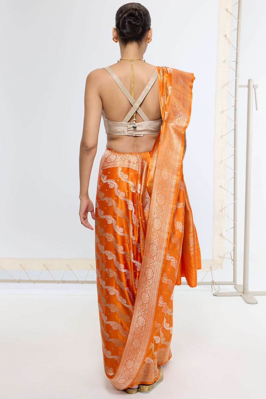 Handwoven Burnt Orange Banarasi Saree