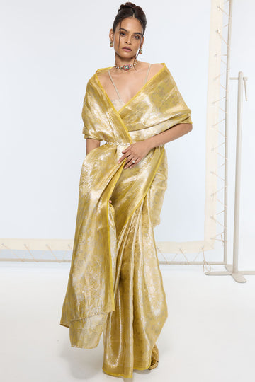 Handwoven Golden Ember Tissue Saree