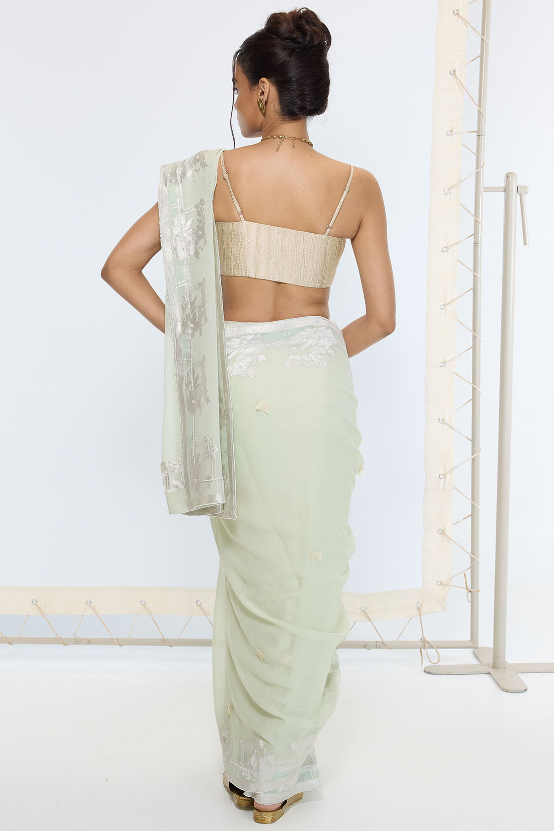 Handwoven Pastel Green Saree