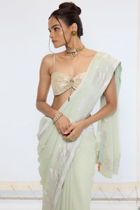 Handwoven Pastel Green Saree