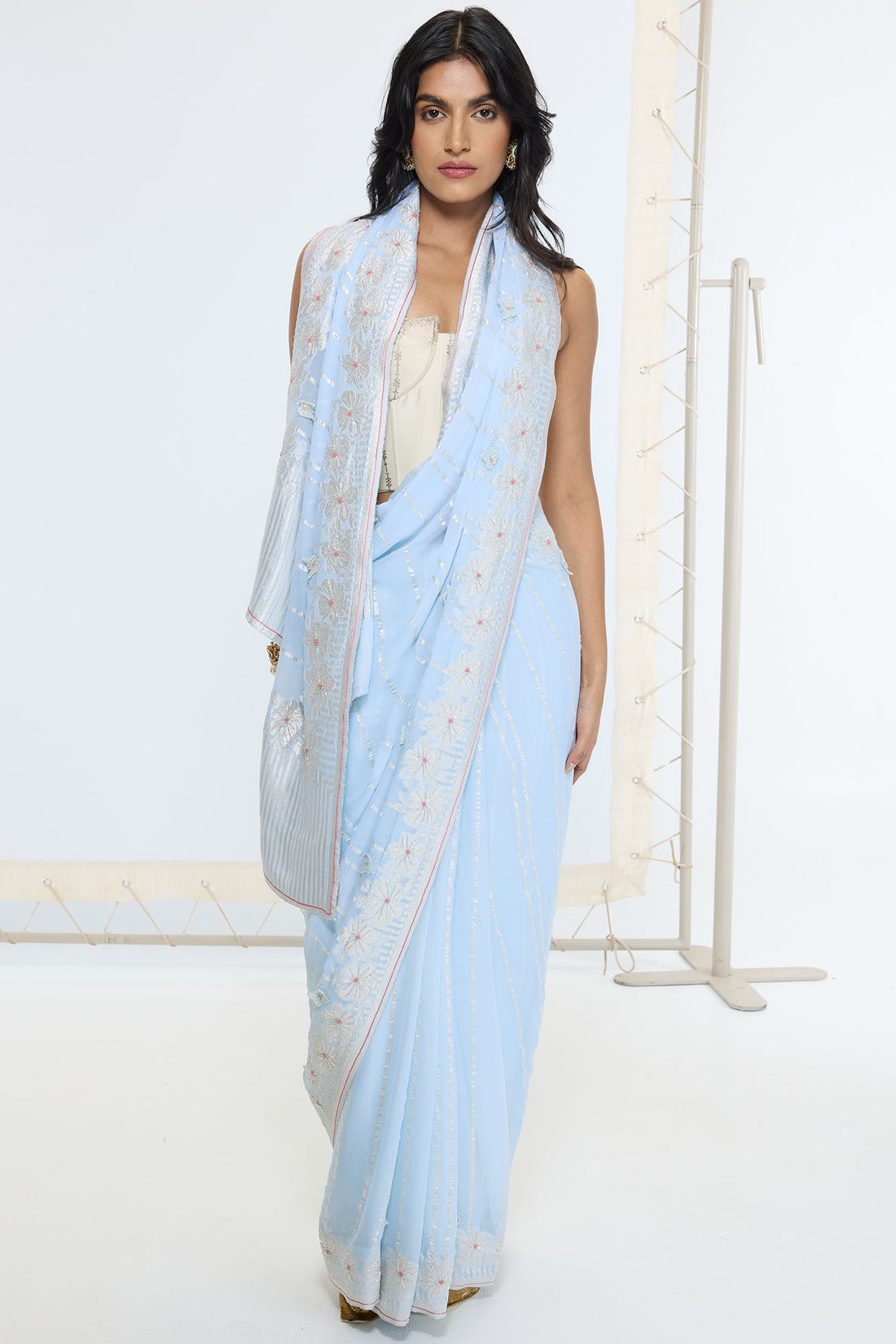 Handwoven Sky Blue Saree
