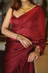 Handwoven Burgundy Rouge Silk Saree