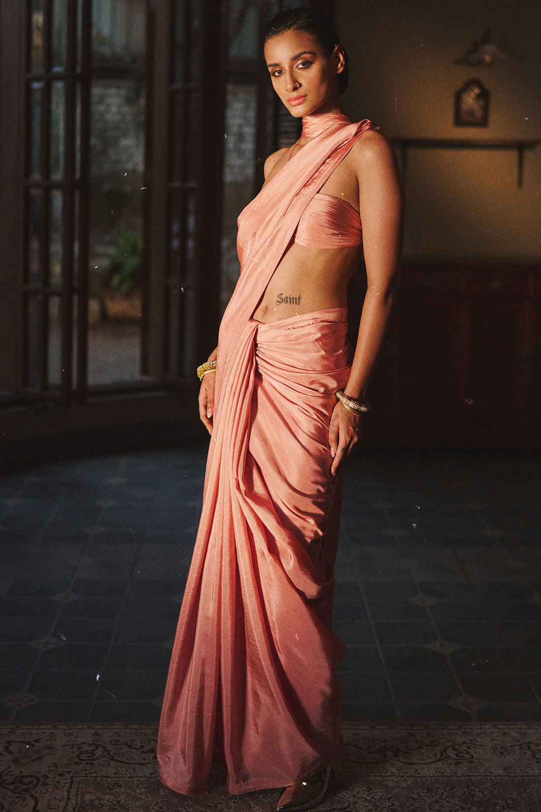 Handwoven Dusty Rose Silk Saree