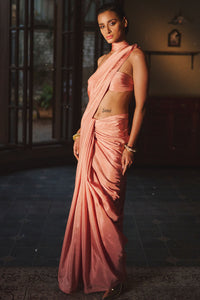 Handwoven Dusty Rose Silk Saree