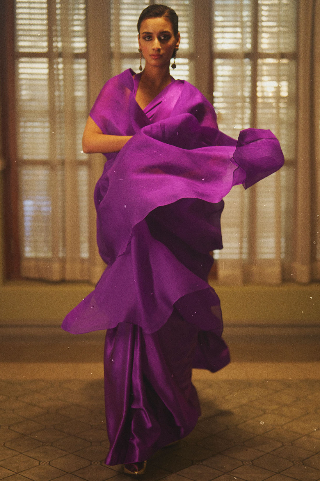 Handwoven Electric Purple Satin Saree