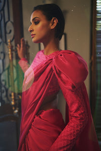 Handwoven Flamingo Pink Saree