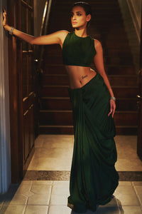 Handwoven Hunter Green Silk Saree