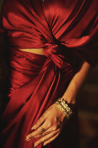 Handwoven Merlot Red Satin Saree