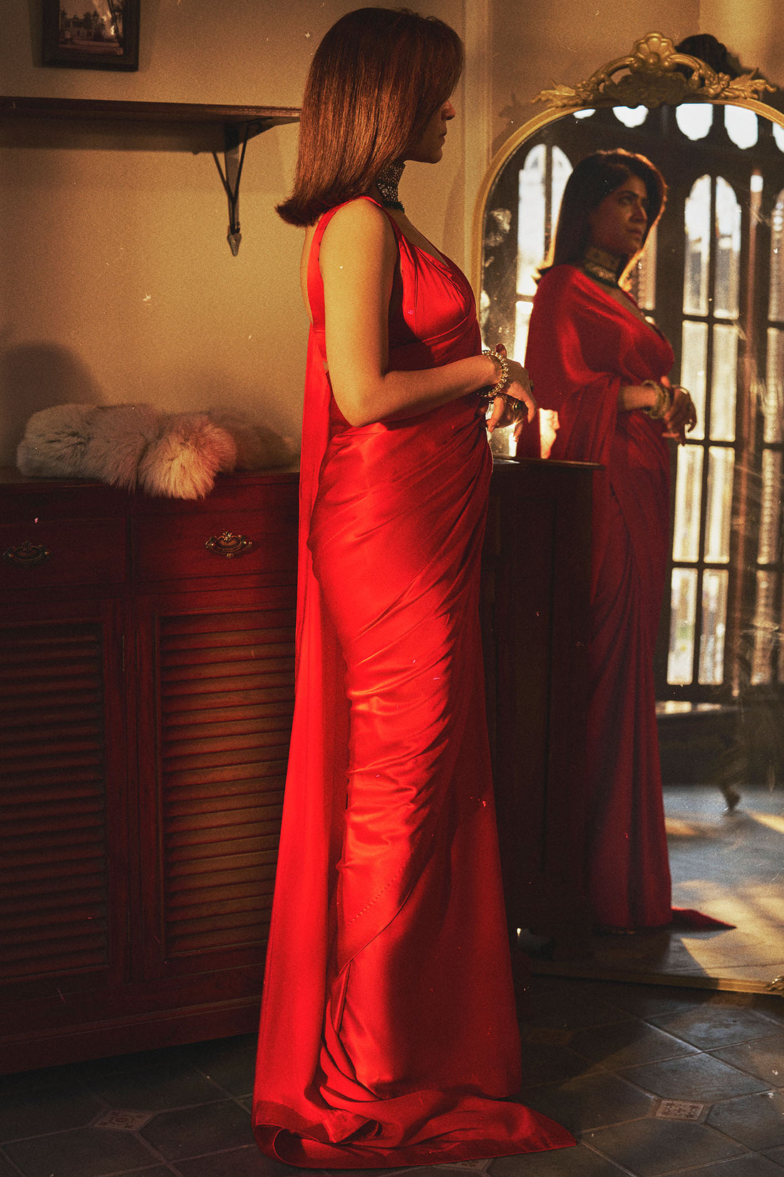 Handwoven Scarlet Silk Saree