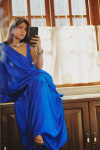 Handwoven Ultramarine Blue Silk Saree