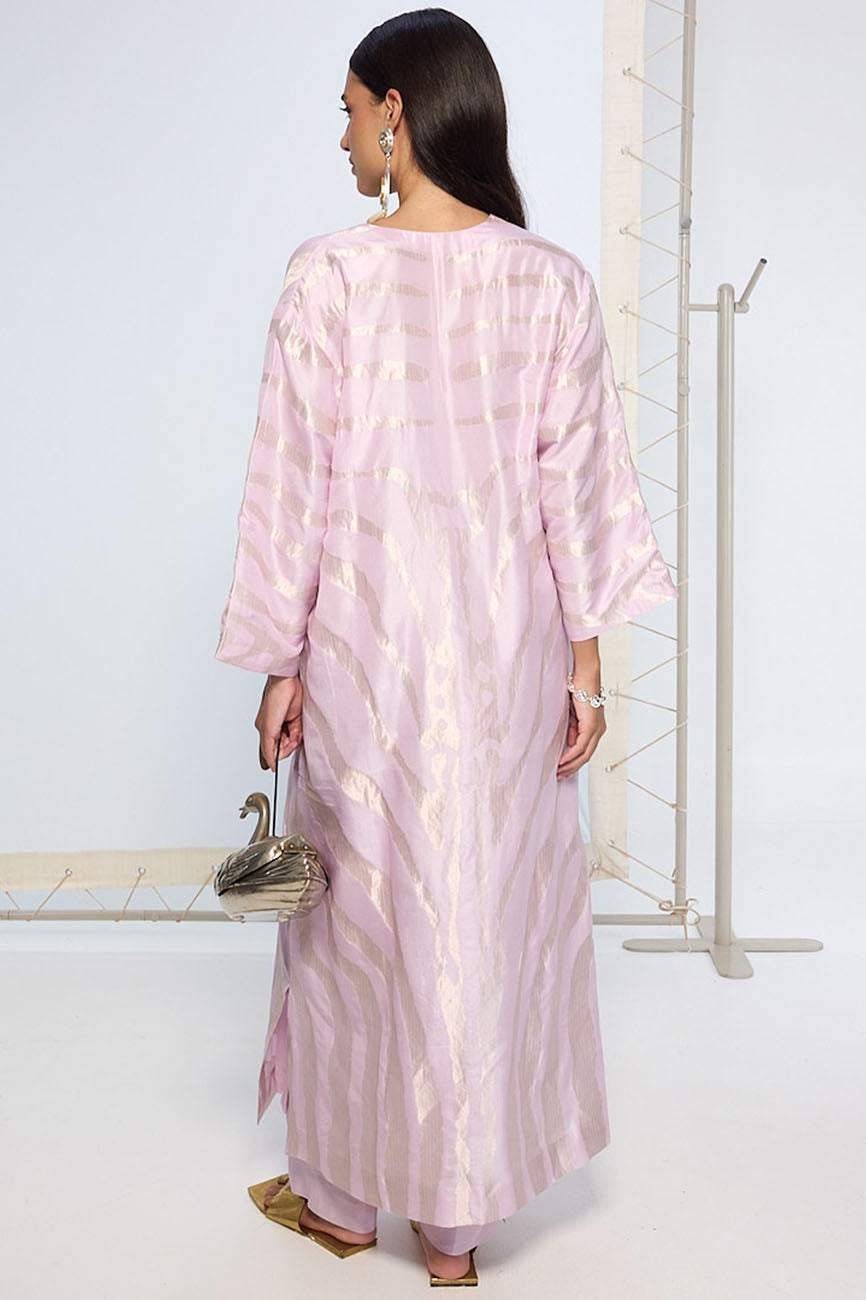 Handwoven Lavender Silk Kurta Set