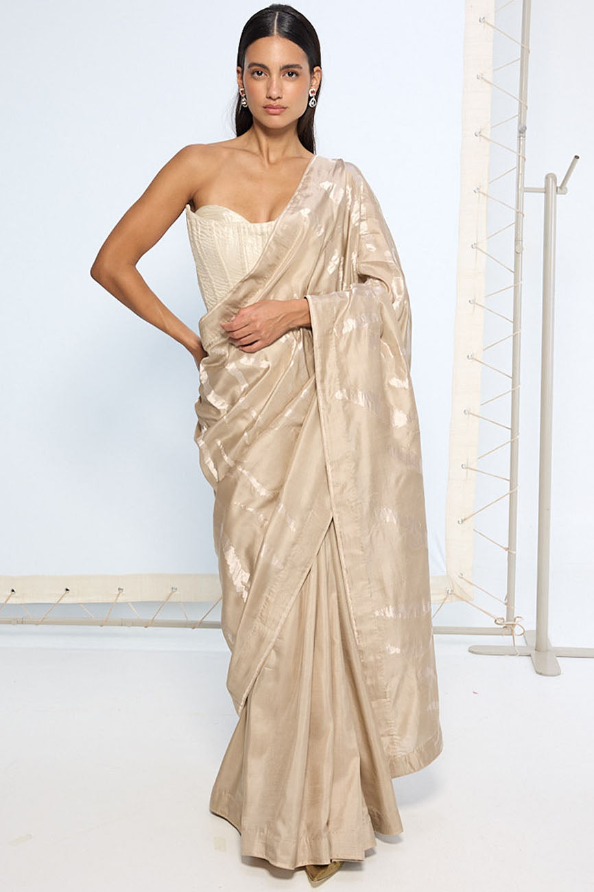 Handwoven Beige Silk Saree