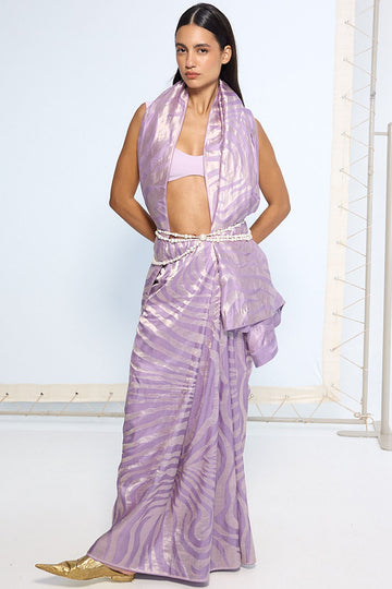Handwoven Lavender Silk Saree