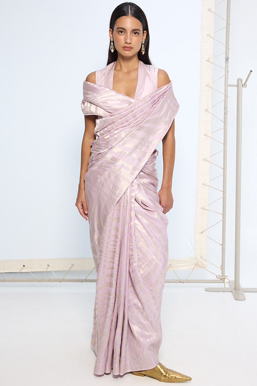 Handwoven Lilac Silk Saree