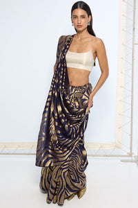 Handwoven Blue & Gold Silk Saree